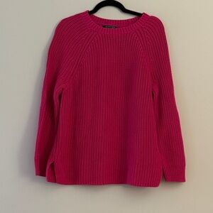 Lauren Ralph Lauren Women’s 100% Fuchsia Chunky Knit Crew Neck Sweater XL